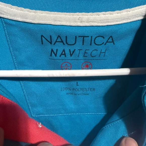 Nautica Men's Tri-Color Polo Shirt - Blue, Red, Black - Picture 3 of 4